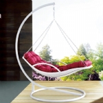 Premium Indoor Outdoor PE Rattan White Day Bed Style Hanging Chair Swing