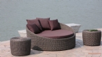 New Wicker Outdoor Sun Lounge Couch Furniture Round Rattan Daybed Table Setting