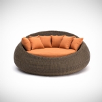 Outdoor Round Quality Rattan Day Bed Sofa Lounge 